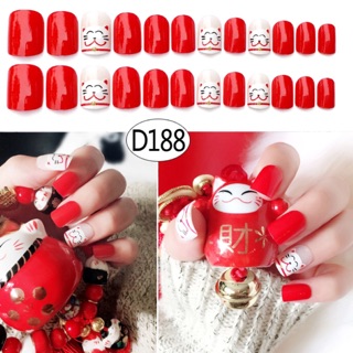 bộ 24 móng tay giả mèo thần tài