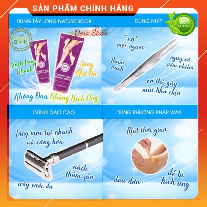 Kem tẩy lông an toàn cho mọi loại da, tẩy lông bikini, tay, chân, nách, body, kem tẩy lông The Nature Book chính hãng