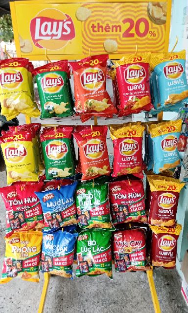 10 gói Bánh Lays Snack Khoai Tây- Poca mix đủ vị Classic