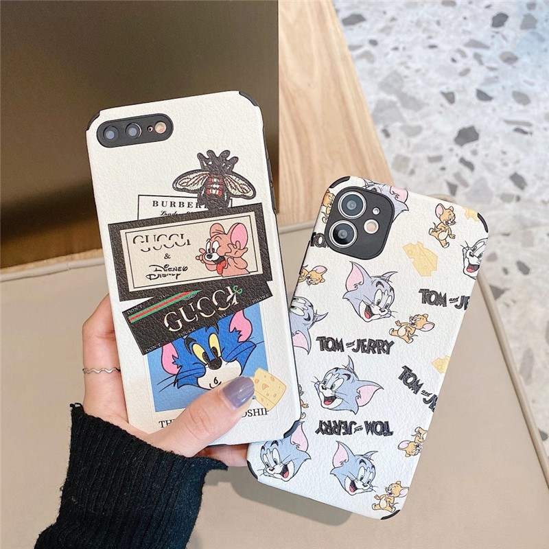 Luxury Tom Jerry Bee Pattern Silk Case iPhone 12 Mini 12 Pro Max 11 Pro Max Xs Max X Xr 6 6S 7 8 Plus Soft Silicone Cover