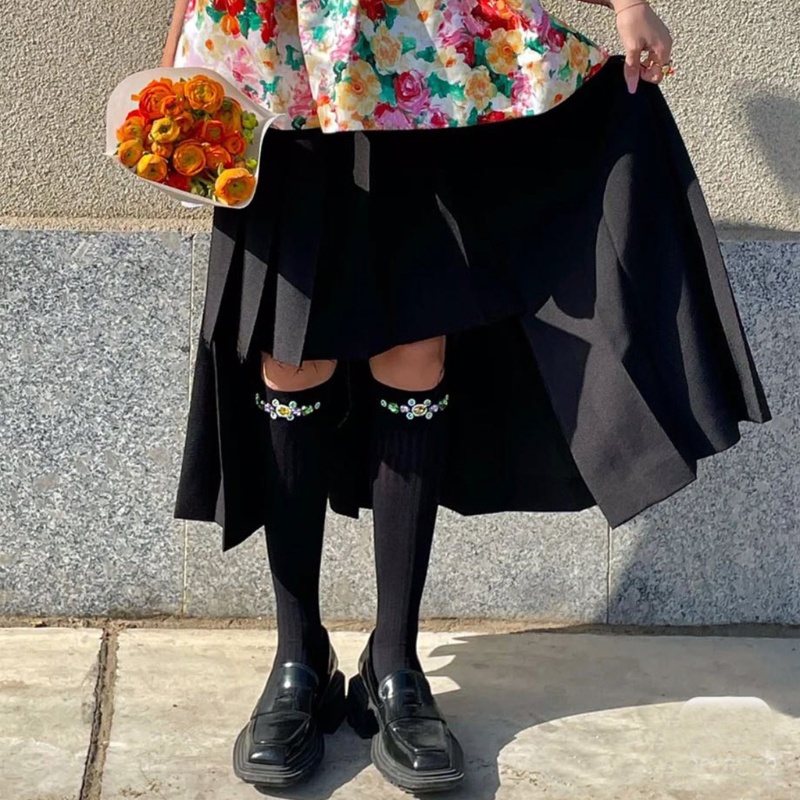 Vớ Dài Qua Gối Co Giãn Đính Đá Giả Kim Cương Nhiều Màu Phong Cách Lolita Mùa Hè Preppy Dành Cho Bạn Nữ