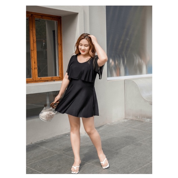 Bộ bơi big size màu đen đầm kín đáo đi biển size 70-80kg