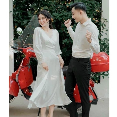 ĐẦM DỰ TIỆC CƯỚI, VÁY ĐI BÀN CÔ DÂU DÁNG MAXI DÀI TAY DÀI CHẤT LỤA TƠ PHÁP PHỐI REN SIÊU YÊU