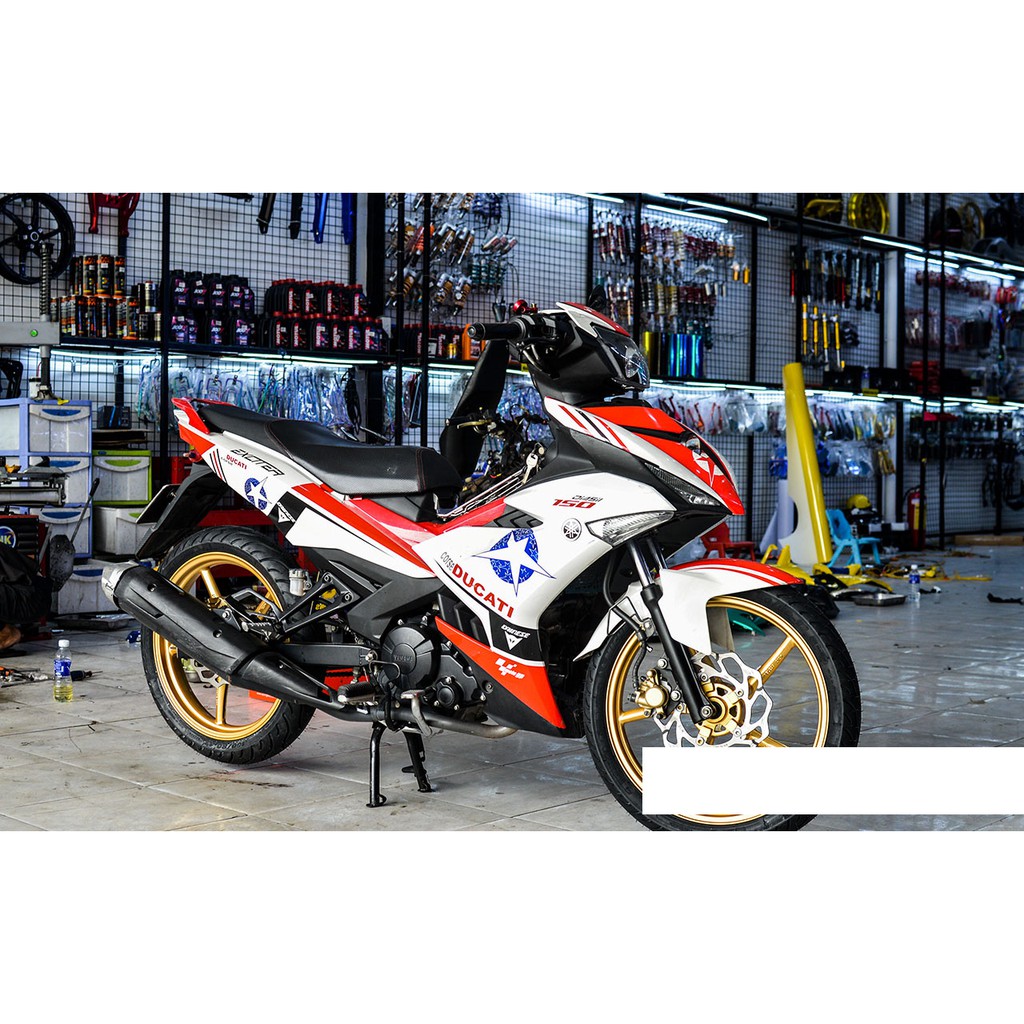 Tem trùm exciter 150 trắng đỏ đen mẫu mới, độ team trùm decal xe máy ex dán đời 2015-2020