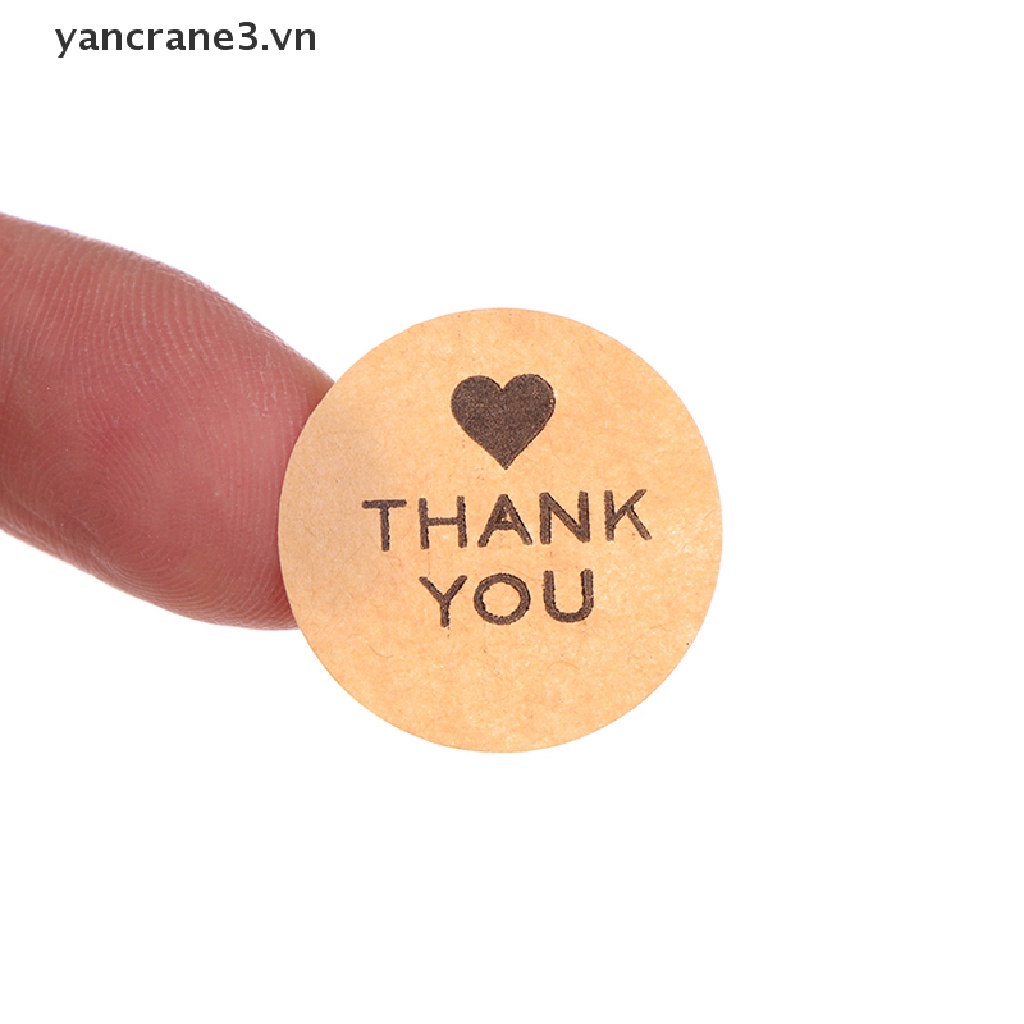 Cuộn 500 miếng dán in chữ Thank You trái tim trang trí sổ tay thủ công
