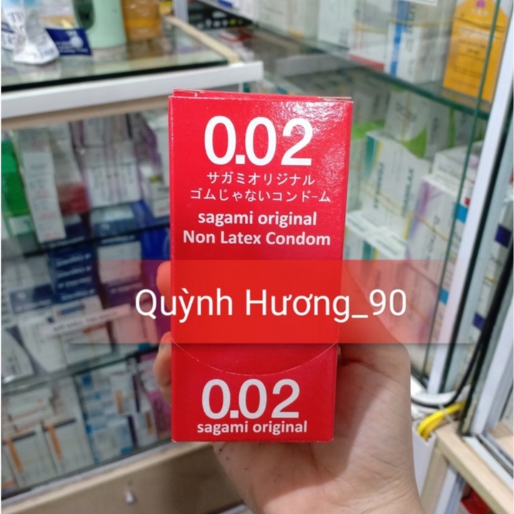 Bao cao su siêu mỏng SAGAMI 0.02 original Non Latex Condom hộp lớn 12c