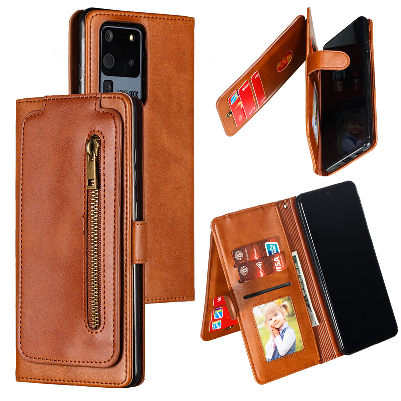 Samsung A20 A30 A20E A202 A20S A10S A21S A10 A8 A7 A5 Business Leather Case Zipper Card Wallet Hand Lanyard Flip Soft Cover Casing