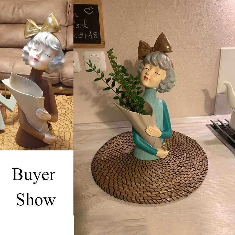 Bình hoa tượng cô gái nhập khẩu trang trí nhà cửa phong cách hiện đại