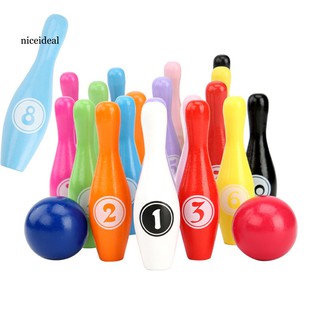 ●NIC Wooden Colorful Number Bowling Ball Pin Set Sport Games Educational Kids Toy