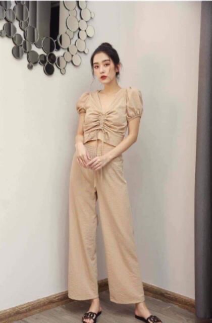 Bộ quần áo rút dây ngực chất đũi xinh xắn | BigBuy360 - bigbuy360.vn