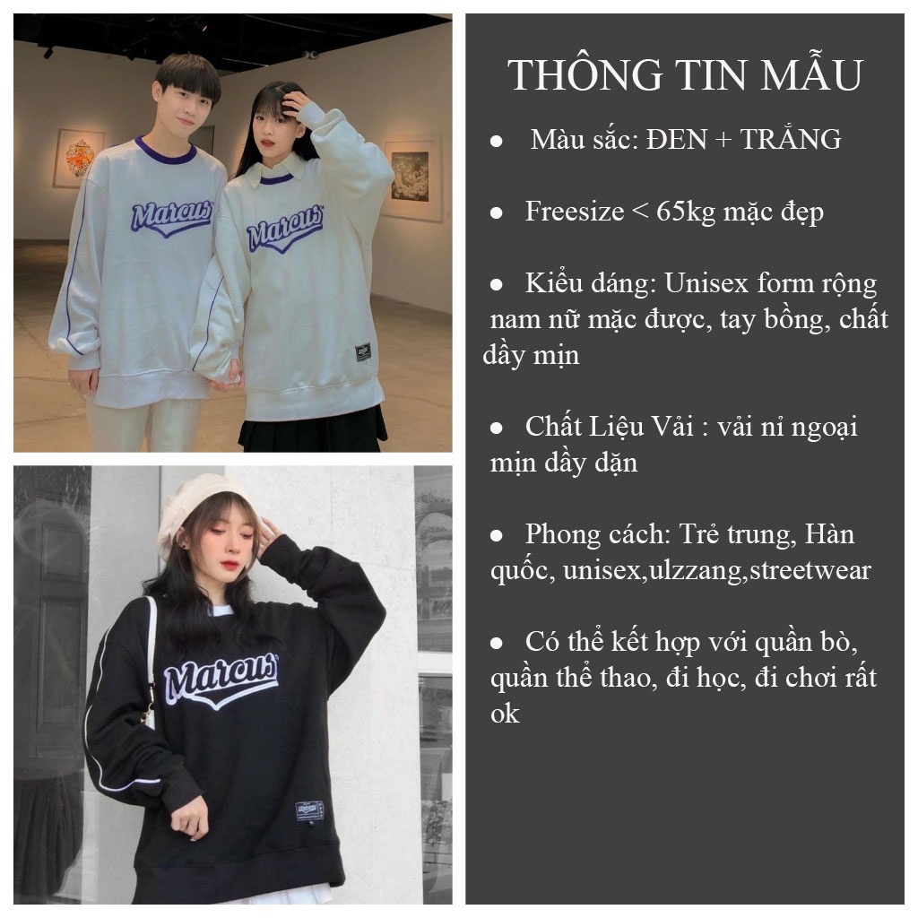 Áo nỉ sweater Unisex MAR.CUS form rộng nam nữ chất mịn đẹp - VIETCEN
