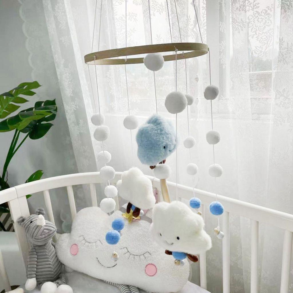 1 Bộ Chuông Gió Hình Đám Mây Bằng Vải Nỉ Dễ Thương Treo Trang Trí Phòng Bé