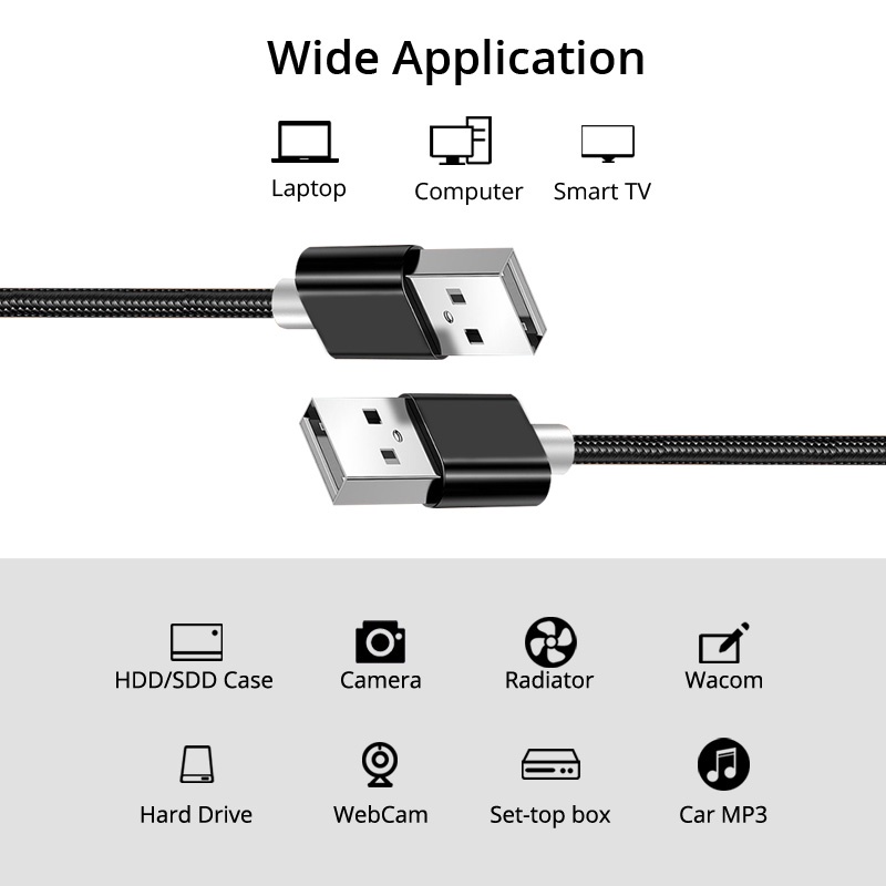 Dây cáp HdoorLink Male sang Male USB 2.0 chuyển đổi dữ liệu tốc độ cao dài 1M dành cho máy tính Laptop