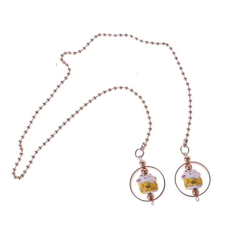 Phụ Kiện Treo Trang Trí Gương Chiếu Hậu Xe Hơi Hình Mèo May Mắn Bằng Gốm Sứ