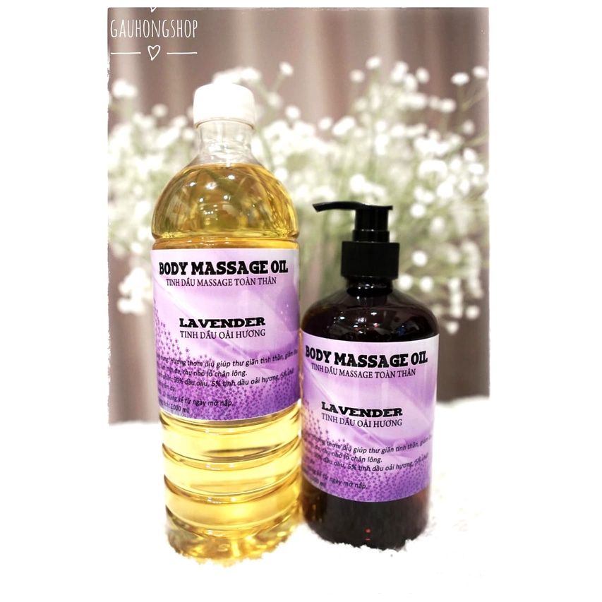 (500 ml) DẦU MASSAGE HƯƠNG LAVENDER 100% AN TOÀN CHO DA, DÙNG CHO MỌI LOẠI DA, ĐẢ THÔNG KINH LẠC