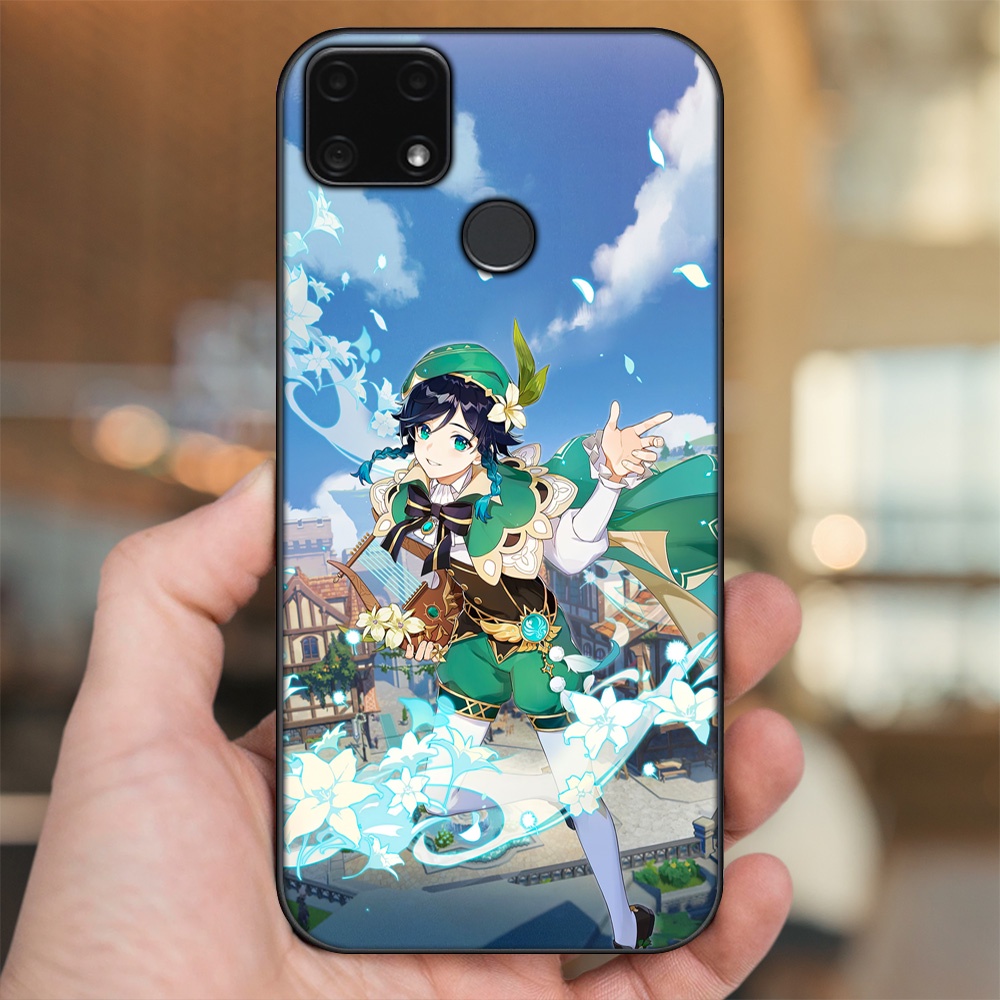 Ốp lưng Realme C25 viền đen in hình Venti Genshin Impact