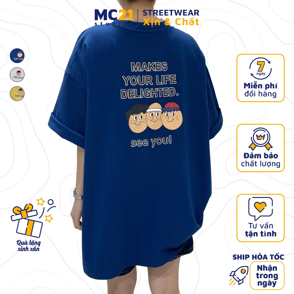 Áo thun tay lỡ oversize MC21.STUDIOS Unisex nam nữ phông form rộng Ulzzang Streetwear pull Hàn Quốc chất xịn tee A3029