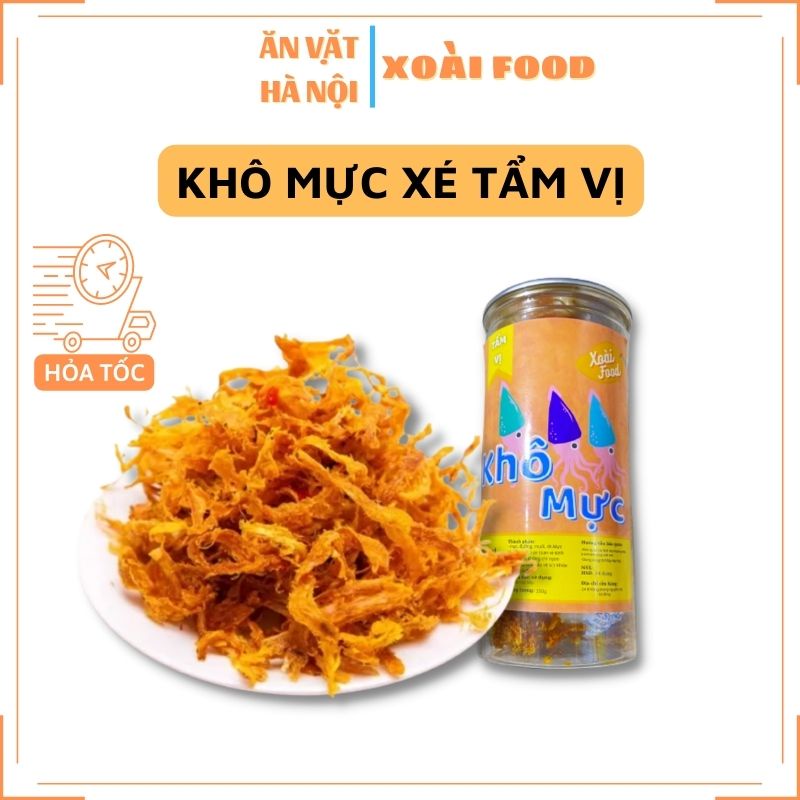 Khô mực xé tẩm vị, mực xé khô tẩm vị 250G Xoài Food đồ ăn vặt Hà Nội