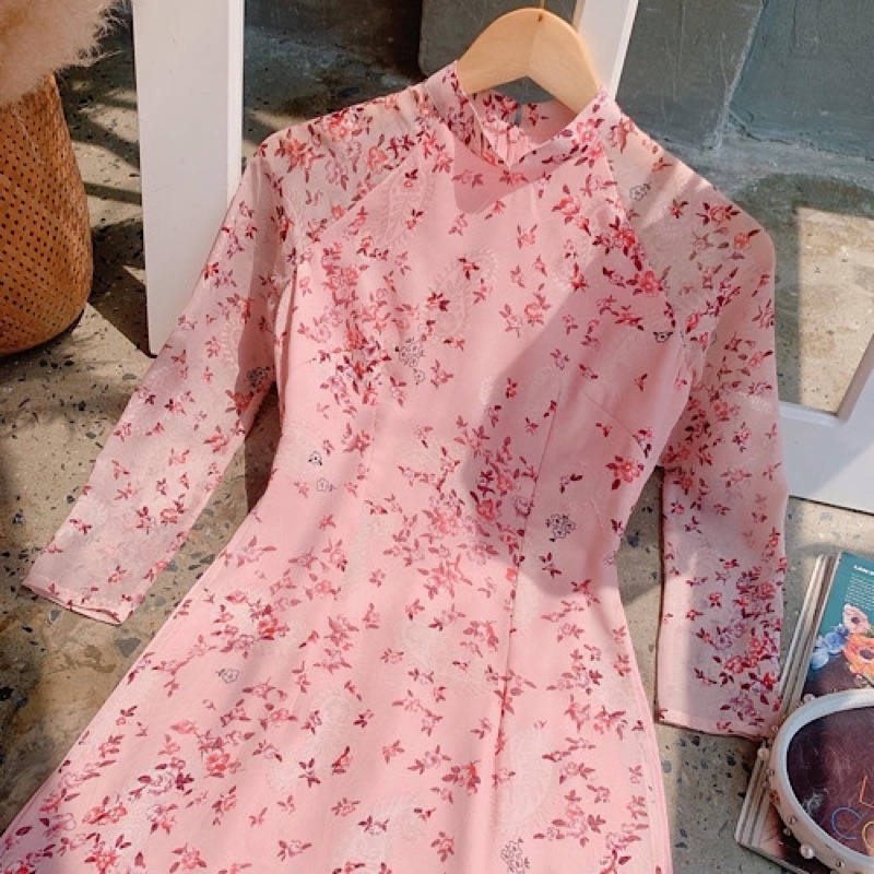 [Áo dài Bống]  Set áo dài hoa nhí kiểu dáng truyền thống, ao dài thiết kế dành cho nữ năm 2022