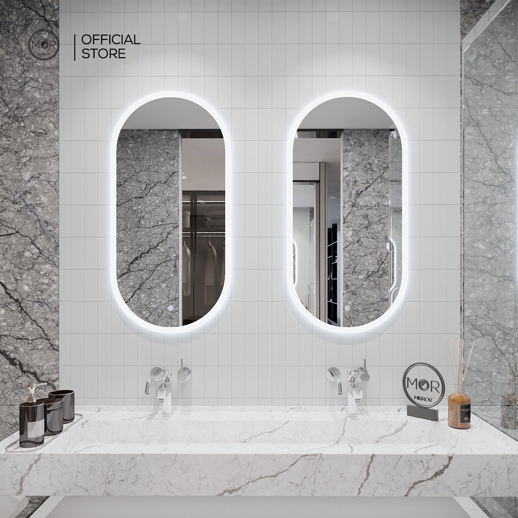 Gương Treo Tường  Decor Phòng Tắm Hình Oval  Cao Cấp MOR MIRROR Nhiều Kích Thước Đầy Đủ Phụ Kiện Treo Tường