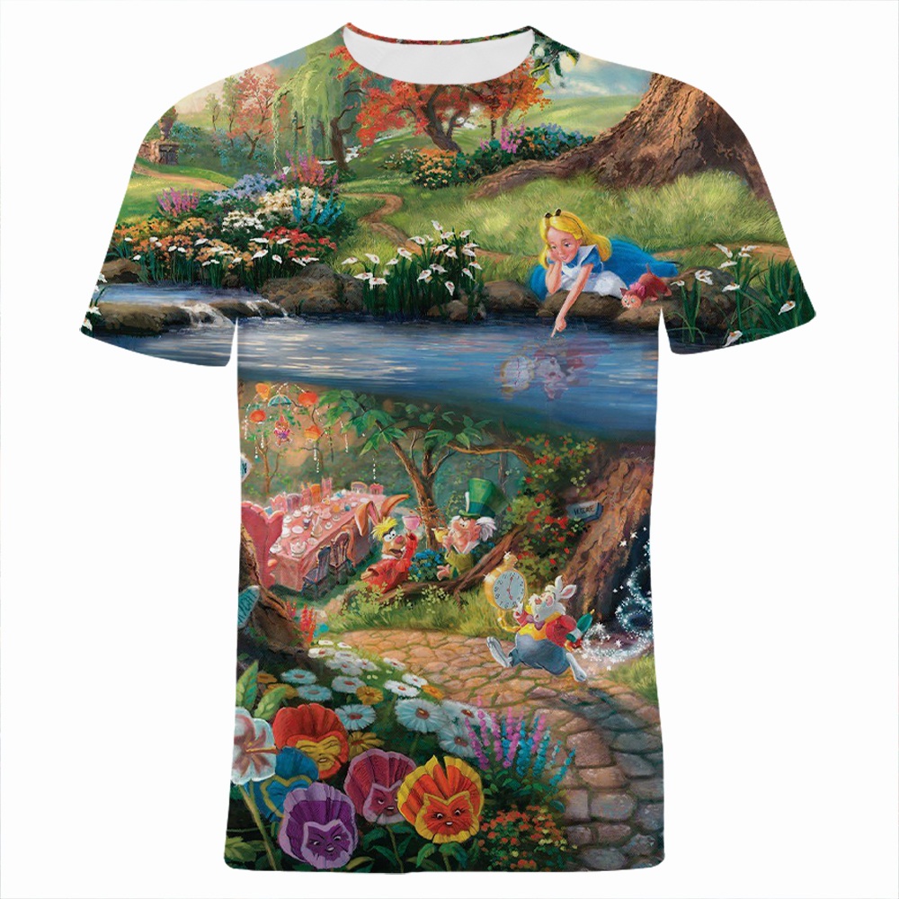 Áo Thun Tay Ngắn in Hình Alice in Wonderland 2023 Thời Trang Mùa Hè 2023