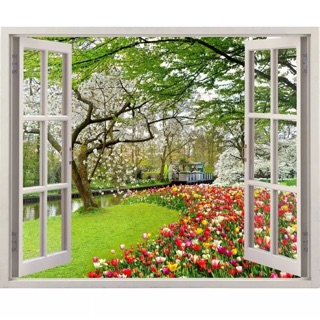 Tranh dán tường cửa sổ 3D - Cảnh đẹp thiên nhiên VTC VT0195- Kích thước 110x90cm