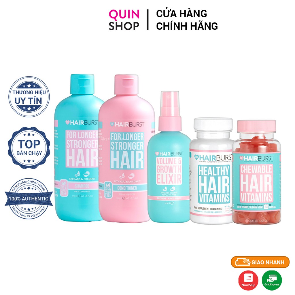 [Mã COS2405 giảm 8% đơn 300K] Bộ Chăm Sóc Tóc Mỏng, Yếu, Gãy Rụng HAIRBURST Set