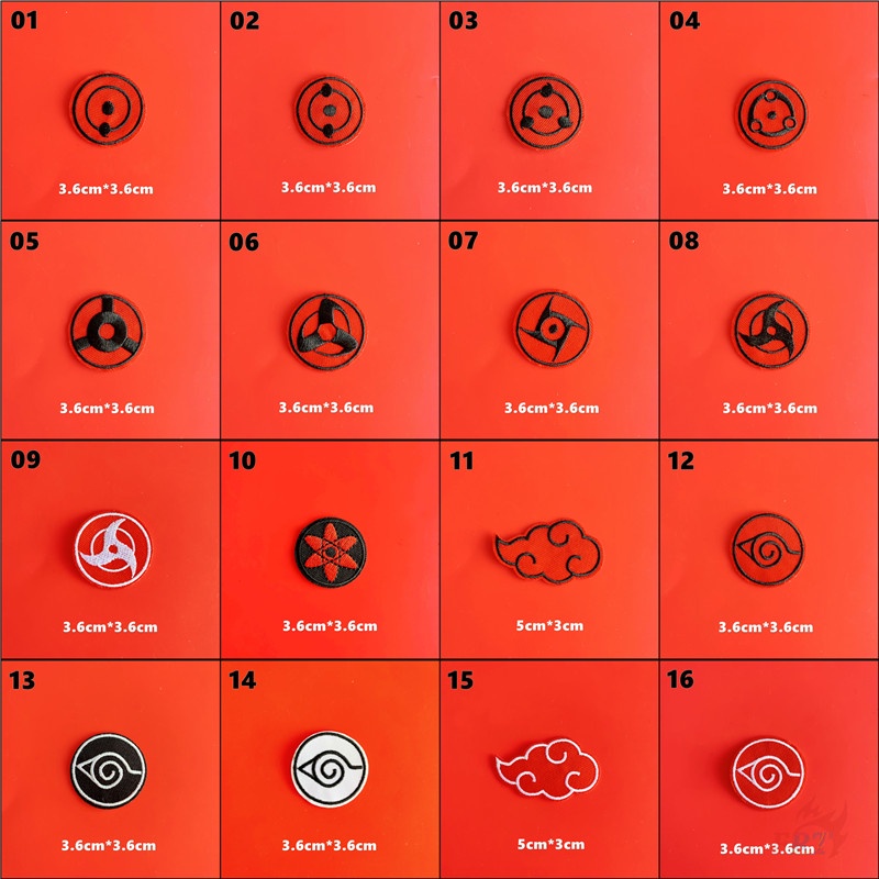 ♥ Miếng Dán Ủi Thêu Hình Biểu Tượng Uchiha Sharingan - Naruto ♥ 1 Sticker Ủi Thêu Hình Anime