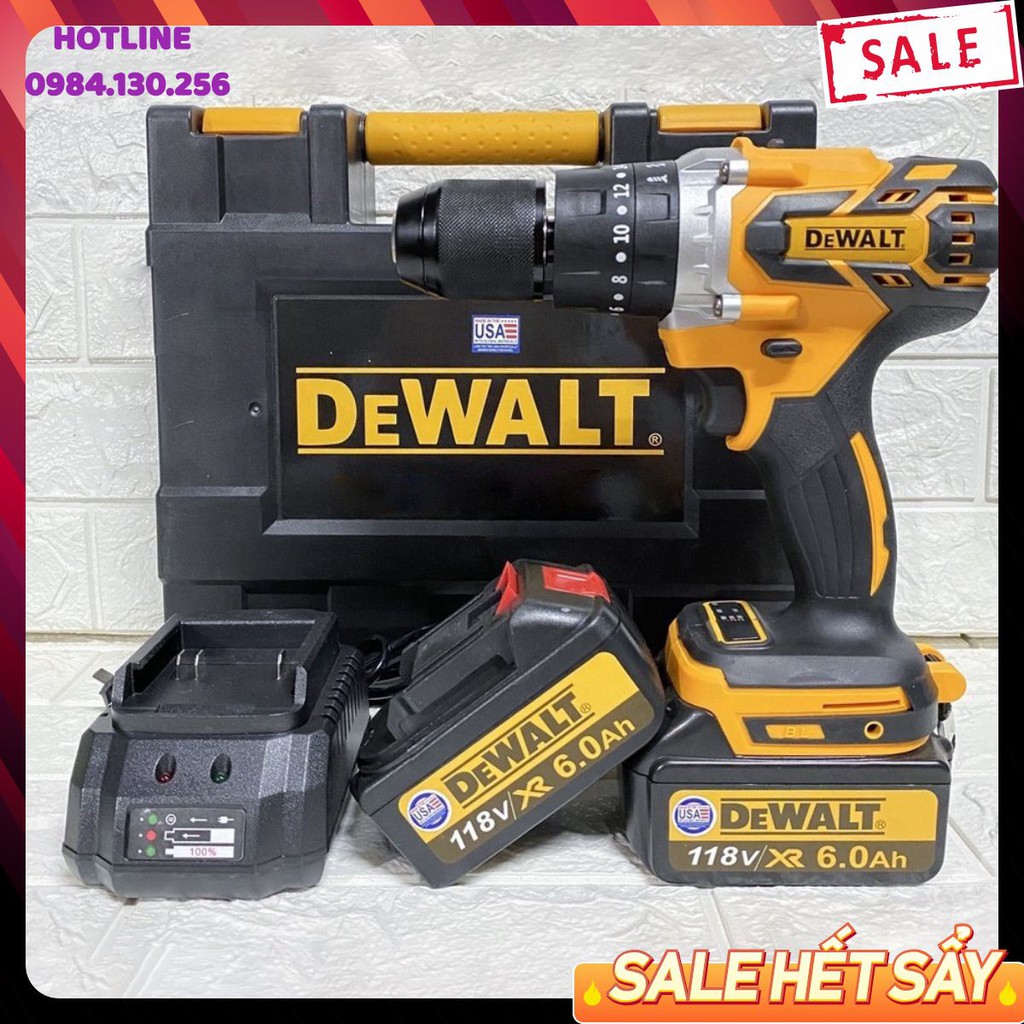 Máy Khoan Pin DeWaLT 118V 3 chức năng bắn vít, khoan tường khoan búa, tặng bộ phụ kiện vặn mở 29 ch