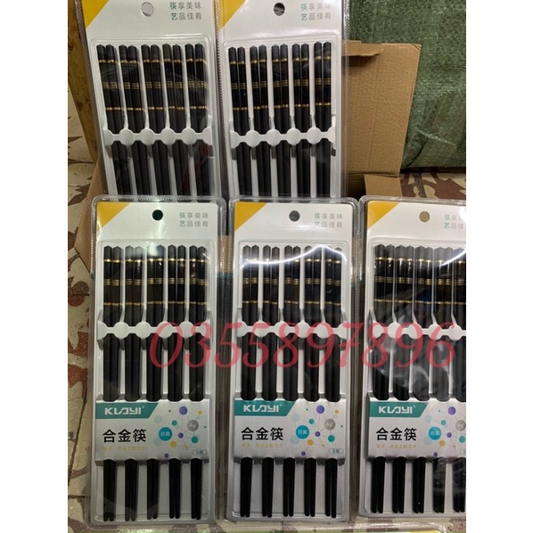 Set 5 đôi đũa hợp kim mạ đầu vàng Xuất Nhật