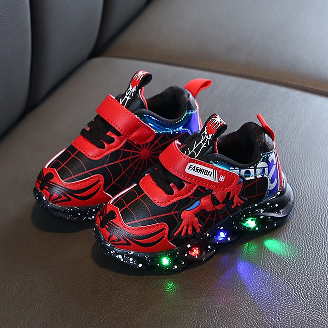 Giày thể thao có đèn LED họa tiết Spiderman thời trang L6256