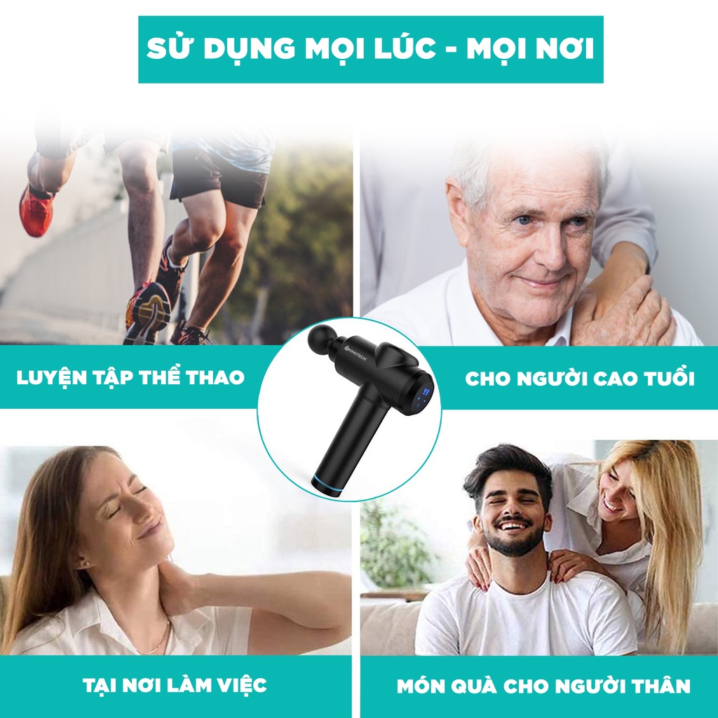Máy Massage Cầm Tay Cao Cấp KINGTECH KH-720 - Máy Mát Xa Chuyên Sâu Giúp Giảm Đau Cơ, Cứng Khớp - Quà Tặng Nam Nữ