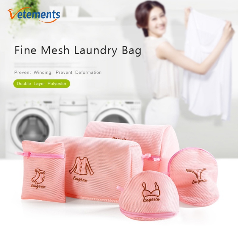 Túi Lưới Giặt Đồ Lót/Vớ Chất Liệu Sợi Polyester Bền Có Dây Kéo 4 Kiểu Dáng