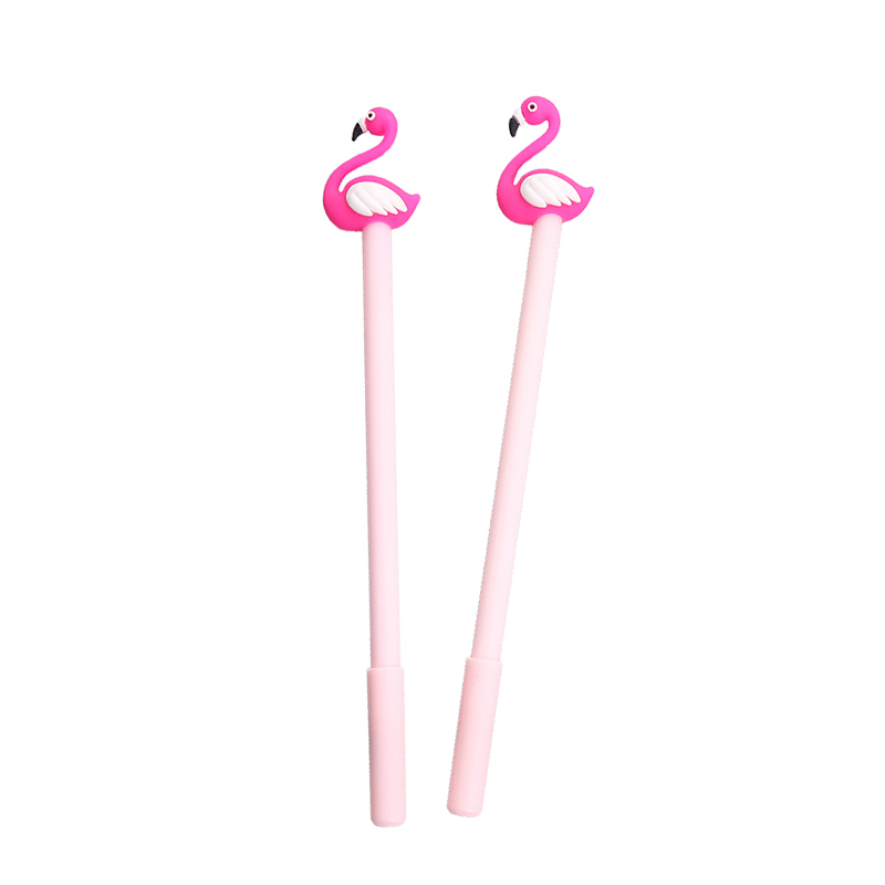 Set 2 bút mực Gel ngòi 0.38mm hình chim hồng hạc hoạt hình dễ thương