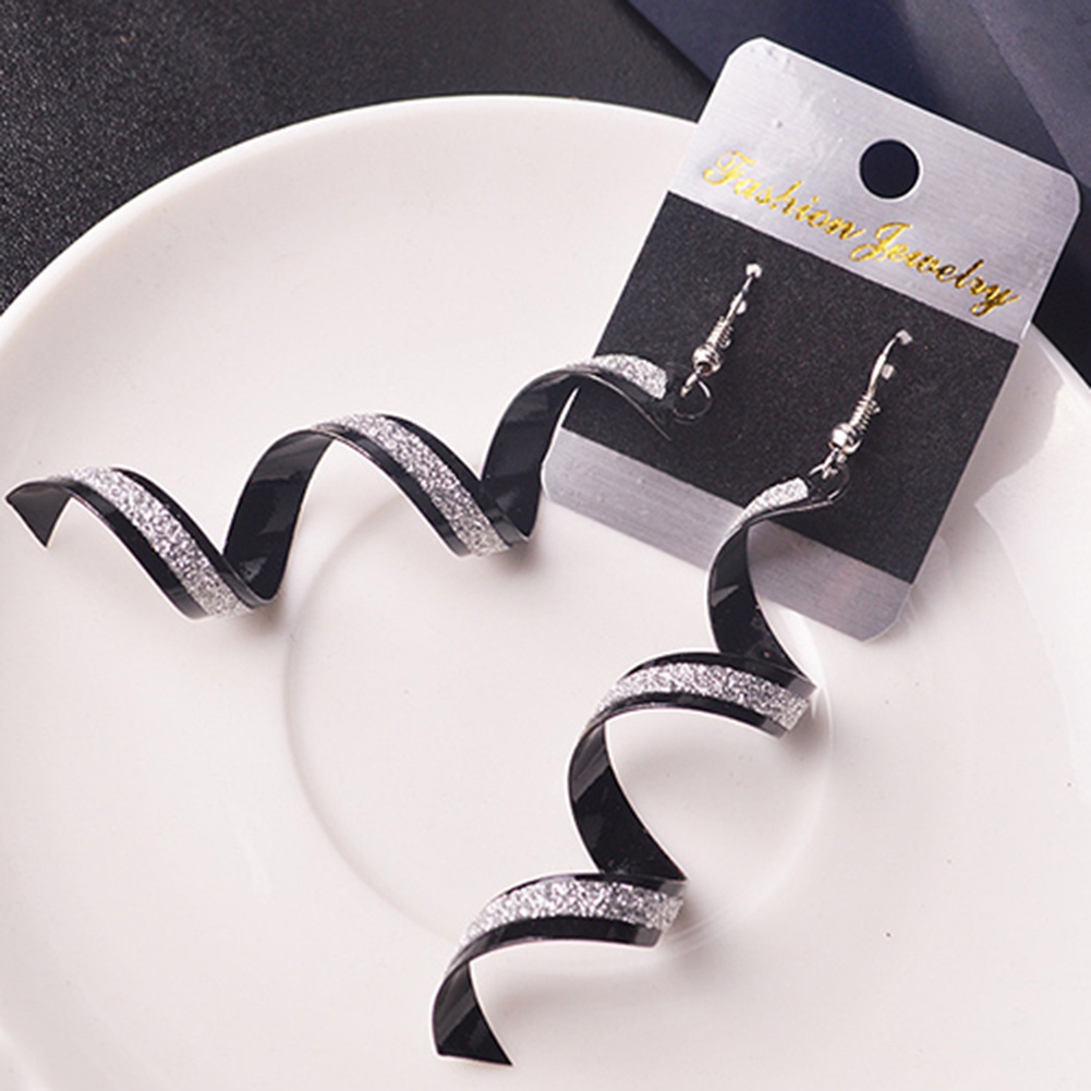 Cặp khuyên tai thiết kế dạng xoắn dài đính đá quý nhân tạo độc đáo sang trọng dành cho nữ