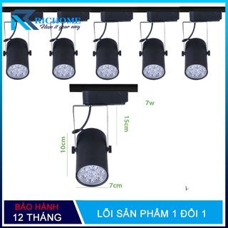 Bộ 6 đèn led rọi thanh ray 7w vỏ đen  ánh sáng trắng
