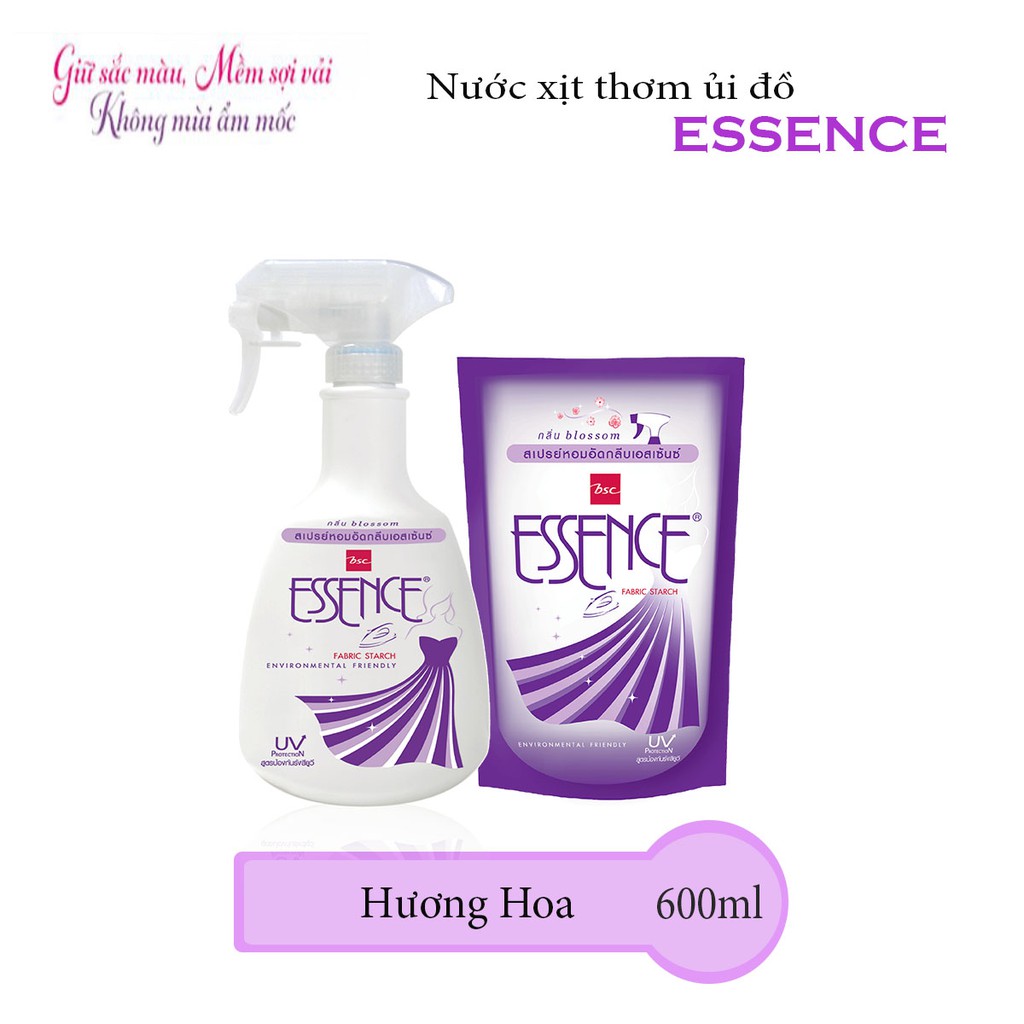 Nước xịt thơm ủi đồ ESSENCE bảo vệ quần áo chai 600ml