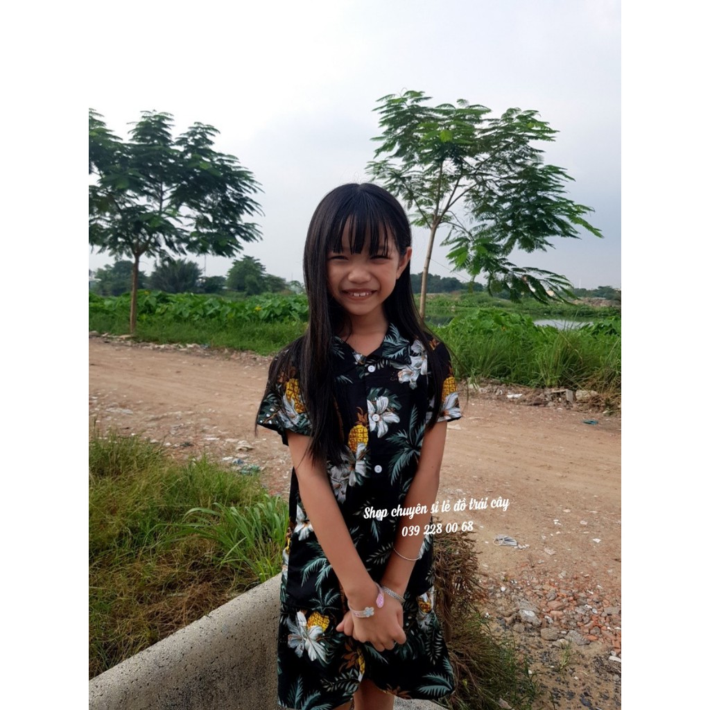 (chất kate thái 1 - kho HCM) bộ hoa sứ đen đi biển, team - bộ hoa quả, trái cây big size- chuyên sỉ lẻ - nhuhuyen shop