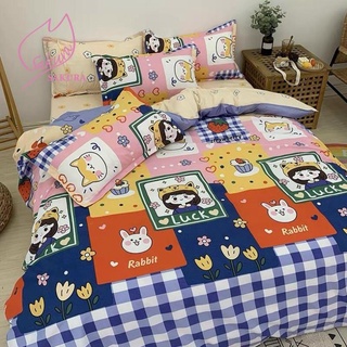 Sales chính hãng- set chăn ga gối cotton poly cao cấp cô bé thỏ mèo - bst chăn ga gối poly