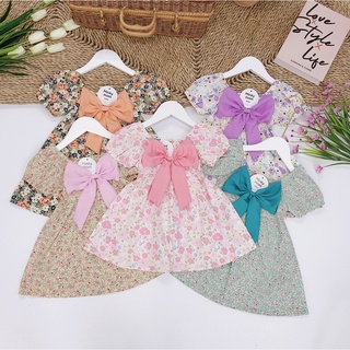 Váy hoa 5 màu bé gái 8-22kg, chất thô lụa mềm mịn