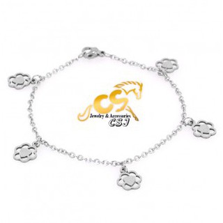 Lắc tay inox 5 phụ kiện hình bông hoa