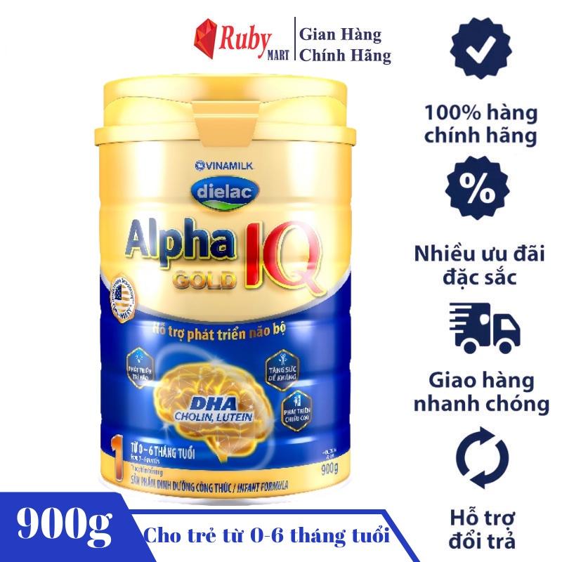 SỮA BỘT VINAMILK DIELAC ALPHA GOLD IQ 900G HỖ TRỢ PHÁT TRIỂN NÃO BỘ TĂNG SỨC ĐỀ KHÁNG & SỨC KHỎE HỆ TIÊU HÓA