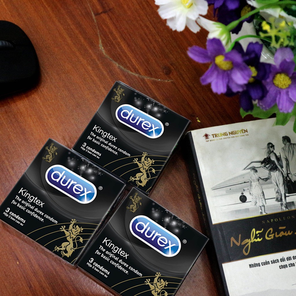 ComBo 3 Hộp Bao Cao Su Durex Kingtex|| Ôm Sát, Siêu Mỏng, Trơn, Không Mùi - Hàng nhập khẩu