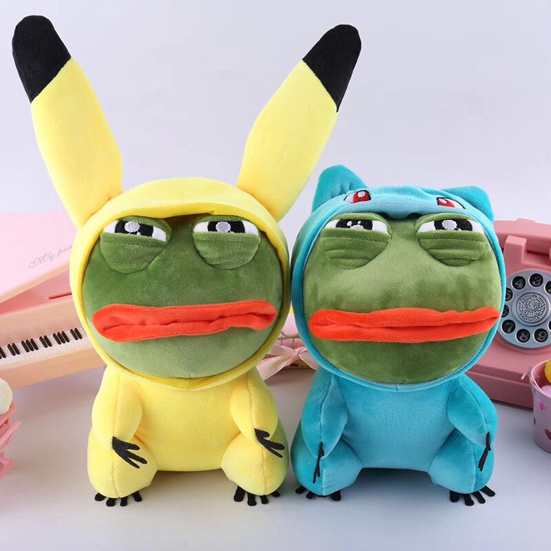 Gấu bông ếch xanh sad frog Pepe cosplay rùa khủng long pikachu Squirtle Charmander siêu bựa dành cho vozer