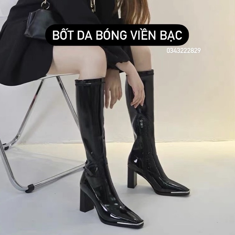 bốt da bóng ♥︎ boot Kendall ôm chân ♥︎ giày cao gót (ẢNH THẬT ĐĂNG Ở CẠNH) ➡️