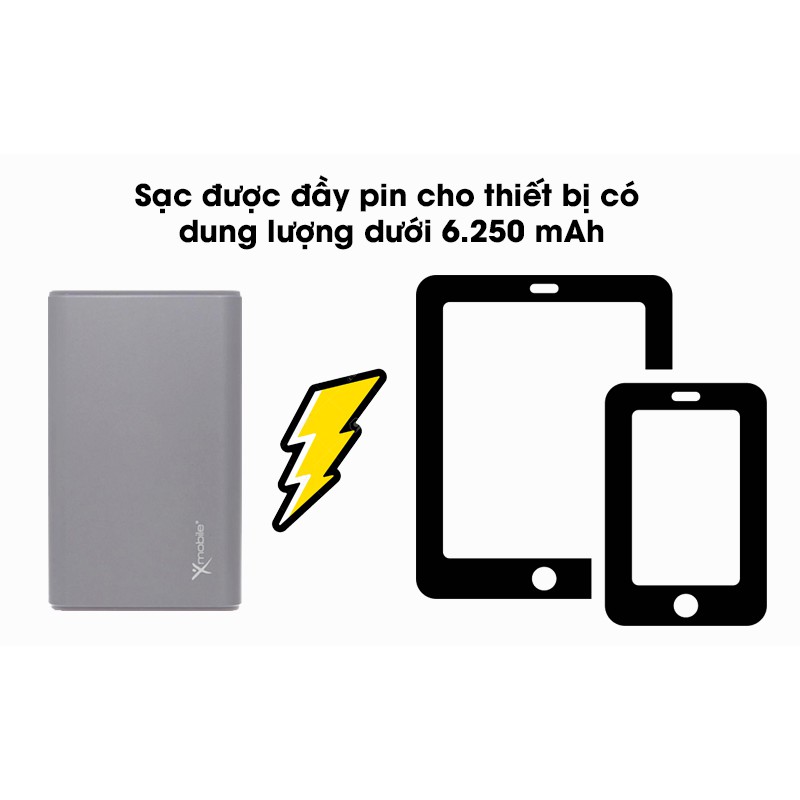 Pin sạc dự phòng 10.000 mAh Lightning Xmobile LJ JP90S Nhôm Xám