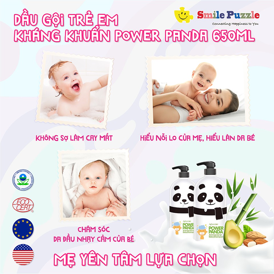 HÀNG NHẬP KHẨU -Power Panda Dầu gội trẻ em kháng khuẩn 650ml - Nhập Khẩu Đài Loan - Hương Hoa Đào