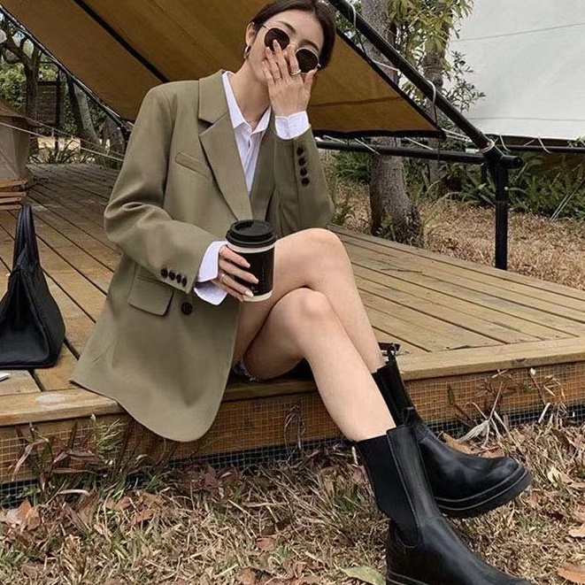 Áo khoác blazer dáng rộng thời trang mùa thu phong cách Hàn Quốc 2021 cho nữ nhiều màu tùy chọn