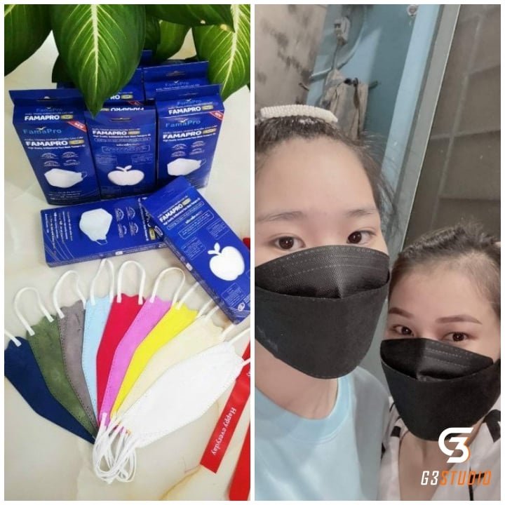 Chính Hãng- Khẩu trang KF94 4D màu đen famapro Nam Anh(hộp 10 cái)