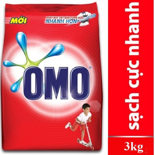 Bột giặt OMO sạch cực nhanh dạng túi đỏ 3KG